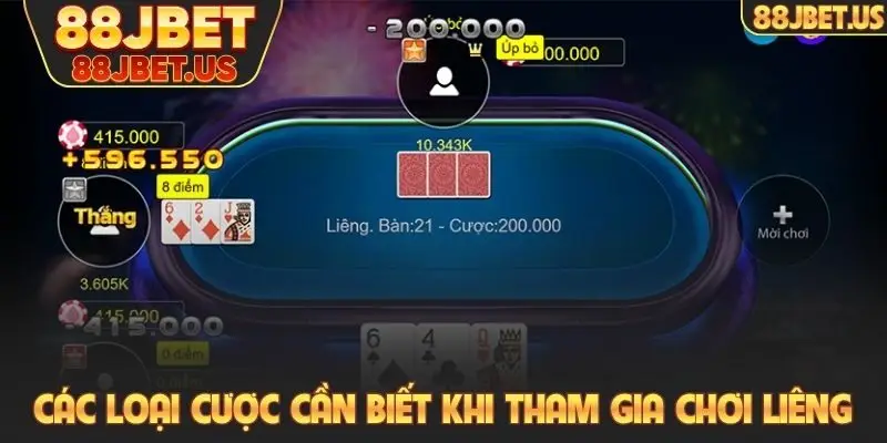Bài Liêng 88JBET - Làm Giàu Cực Nhanh Chỉ Với 3 Lá Bài 3 Các loại cược cần biết khi tham gia chơi Liêng