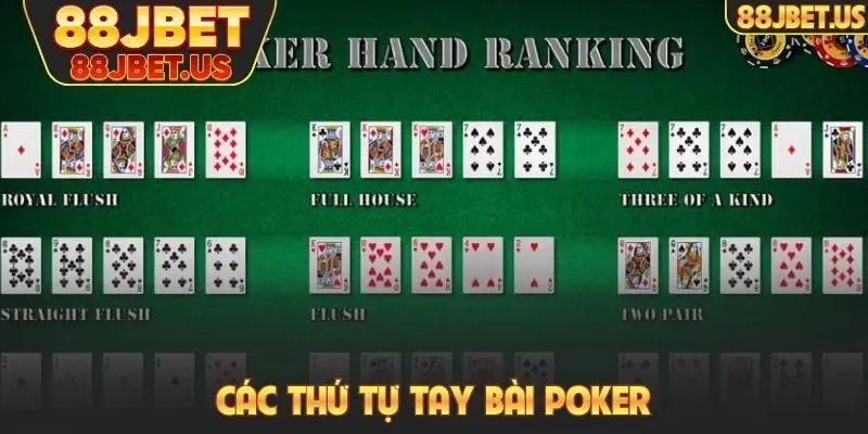 Chơi Poker Online Tiền Thật: Đấu Trí Quyết Liệt Qua Các Vòng 5 Các thứ tự tay bài poker