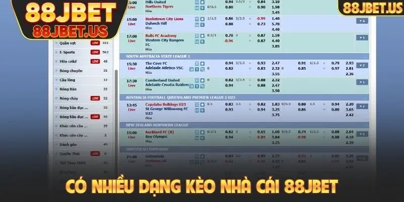 Có nhiều dạng kèo nhà cái 88JBET