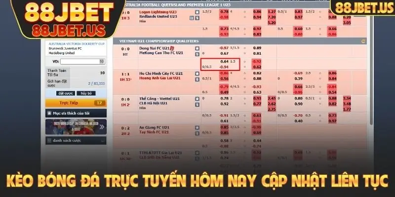 Kèo bóng đá trực tuyến hôm nay cập nhật liên tục