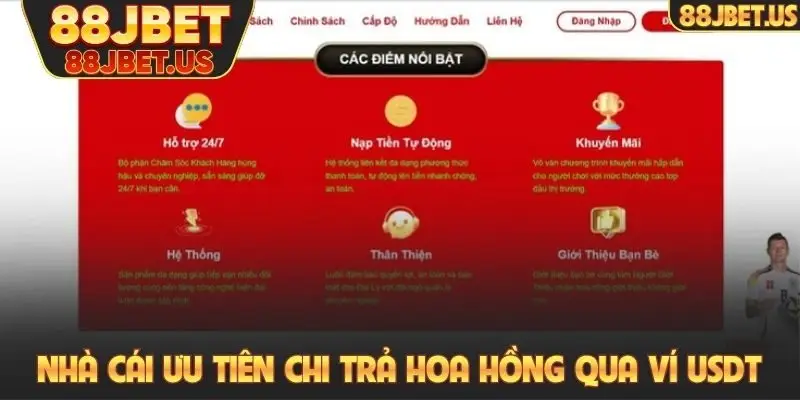 Đại lý 88JBET 4 Nhà cái ưu tiên chi trả hoa hồng qua ví tiền ảo USDT