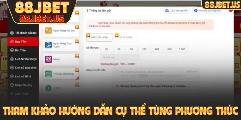 Tham khảo hướng dẫn cụ thể với từng phương thức